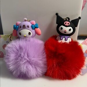 Besties - My Melody (purple) Kuromi (red) bag charm / keychain #MyMelody #Kuromi